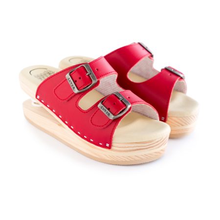 Sandalia de madera con Muelle 2101-A Rojo