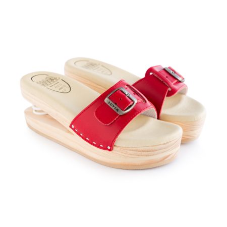 Sandalia de madera con Muelle  2103-A Rojo