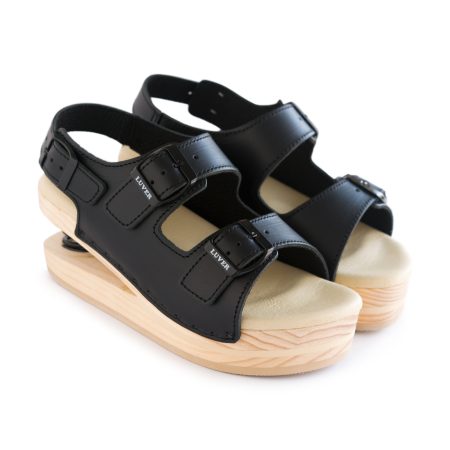Sandalia de madera con Muelle 2105-A Negro