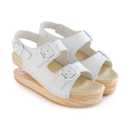 Sandalia de madera con Muelle 2105-A Blanco