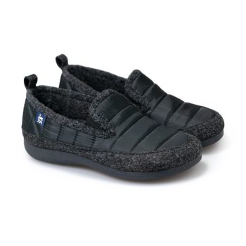 Amatista Negro Alster Komfort – Mocasín de casa con suela bio, cómodo y cálido