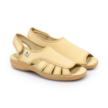 Sandalia confort Alster Komfort Brisa beige en tejido stretch con suelda de caucho vulcanizado